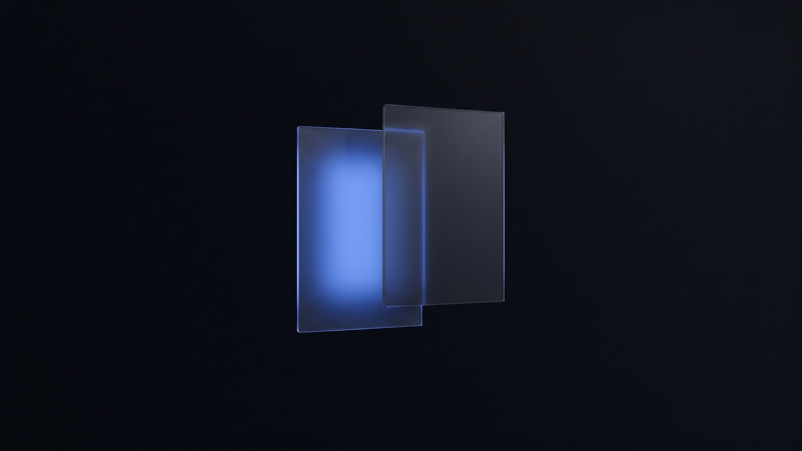Dos paneles verticales sobre fondo negro: el de la izquierda iluminado en azul, el de la derecha apagado